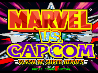Marvel vs. Capcom Clash of Super Heroes title screen for Playstation